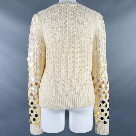 MARC JACOBS Cream Gold Wool Cashmere Payettes Sweater - Picture 3 of 7